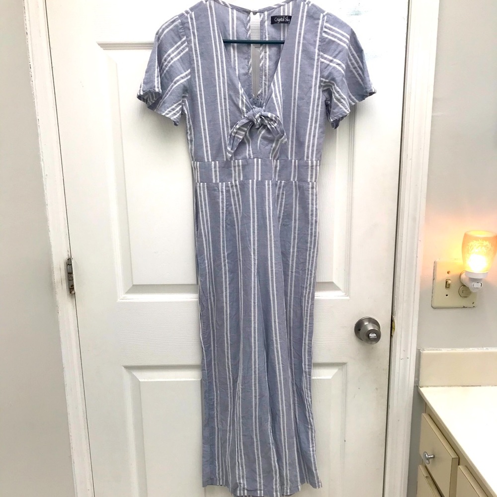 Crystal Sky White Stripe Jumpsuit Size 5